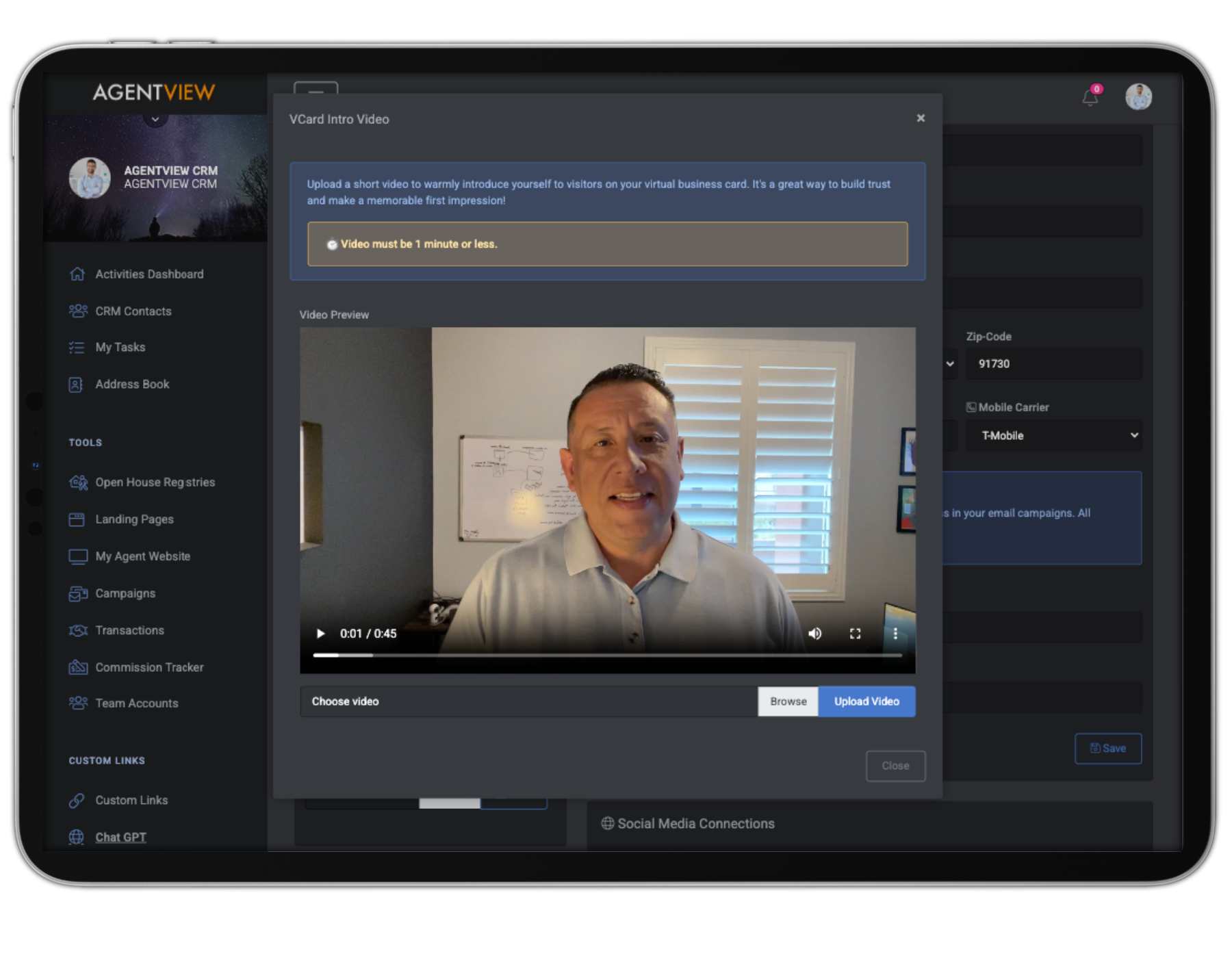 AGENTVIEW video-enhanced virtual business card